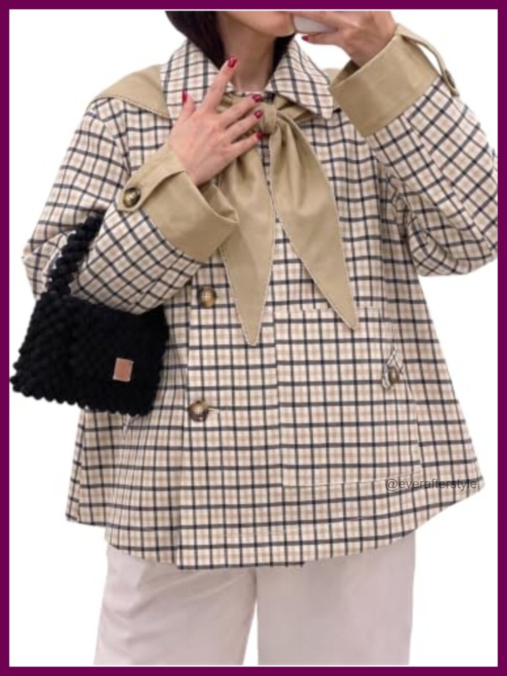 Women's Cropped Trench Coat Single Breasted Shoulder Cape Jacket